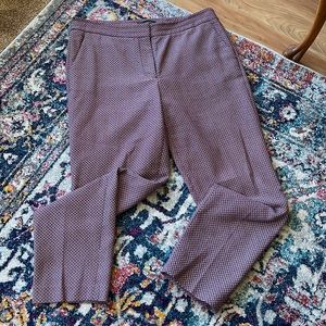 Talbots ankle heritage navy and red pattern flat front pants size 12